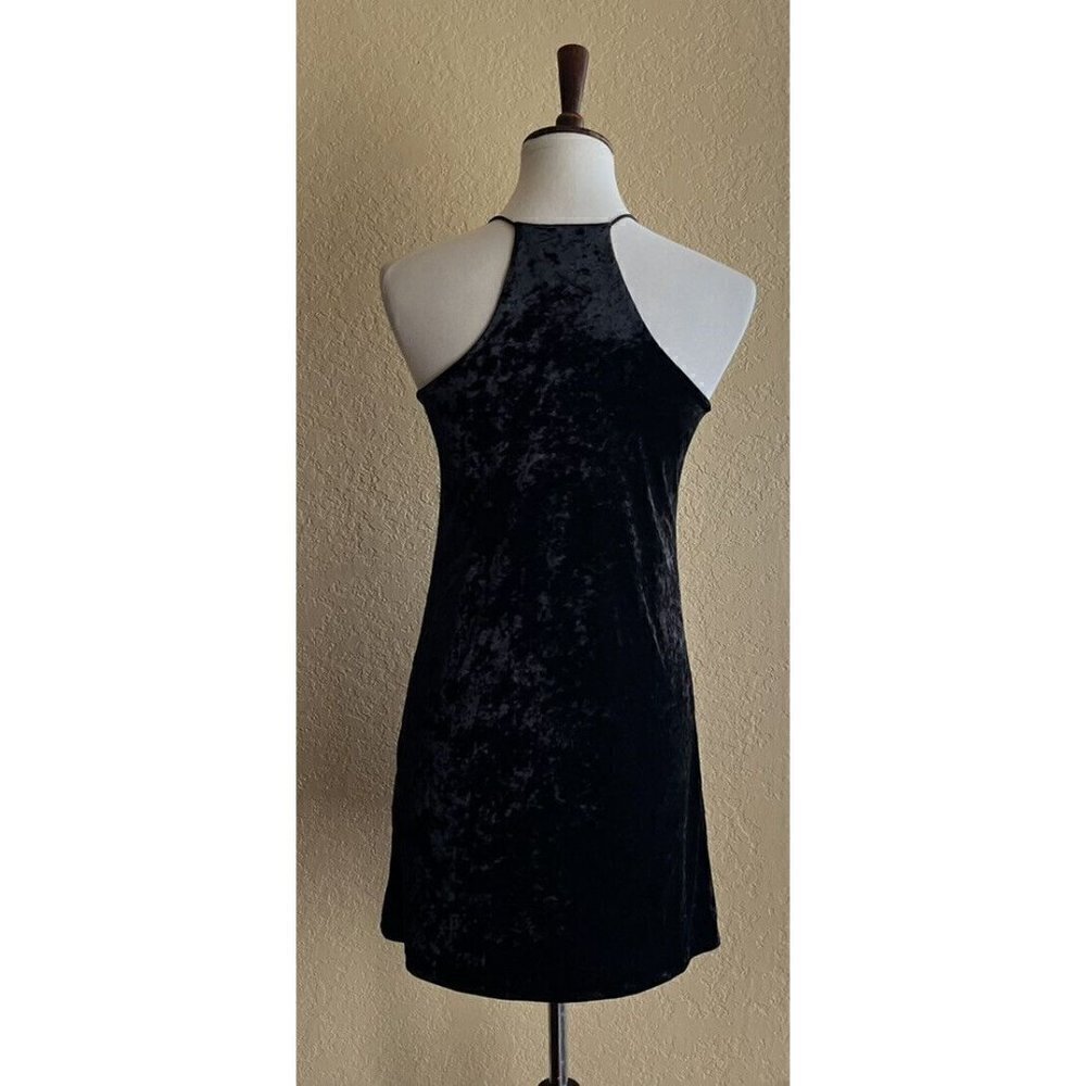 Love...Ady Womens Black Crushed Velvet Slip Mini Dress Size S - Picture 3 of 11